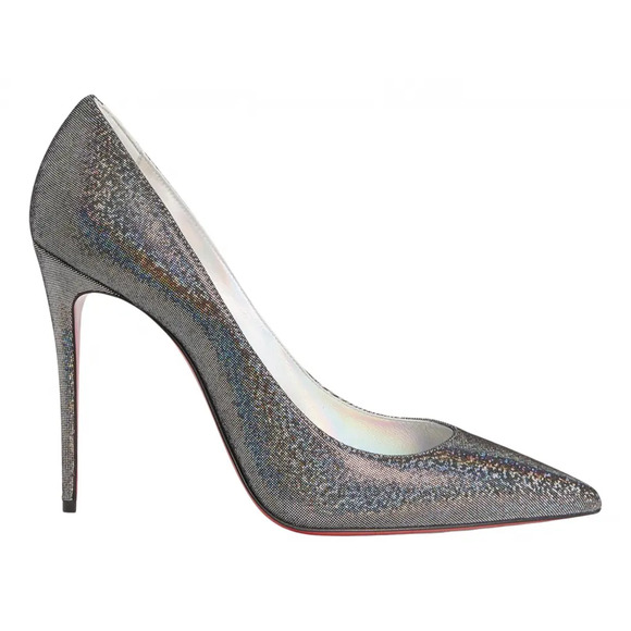 Christian Louboutin Kate 100 Silver Suede Disco Stiletto Pointed Heel Pump 40 - Picture 1 of 12
